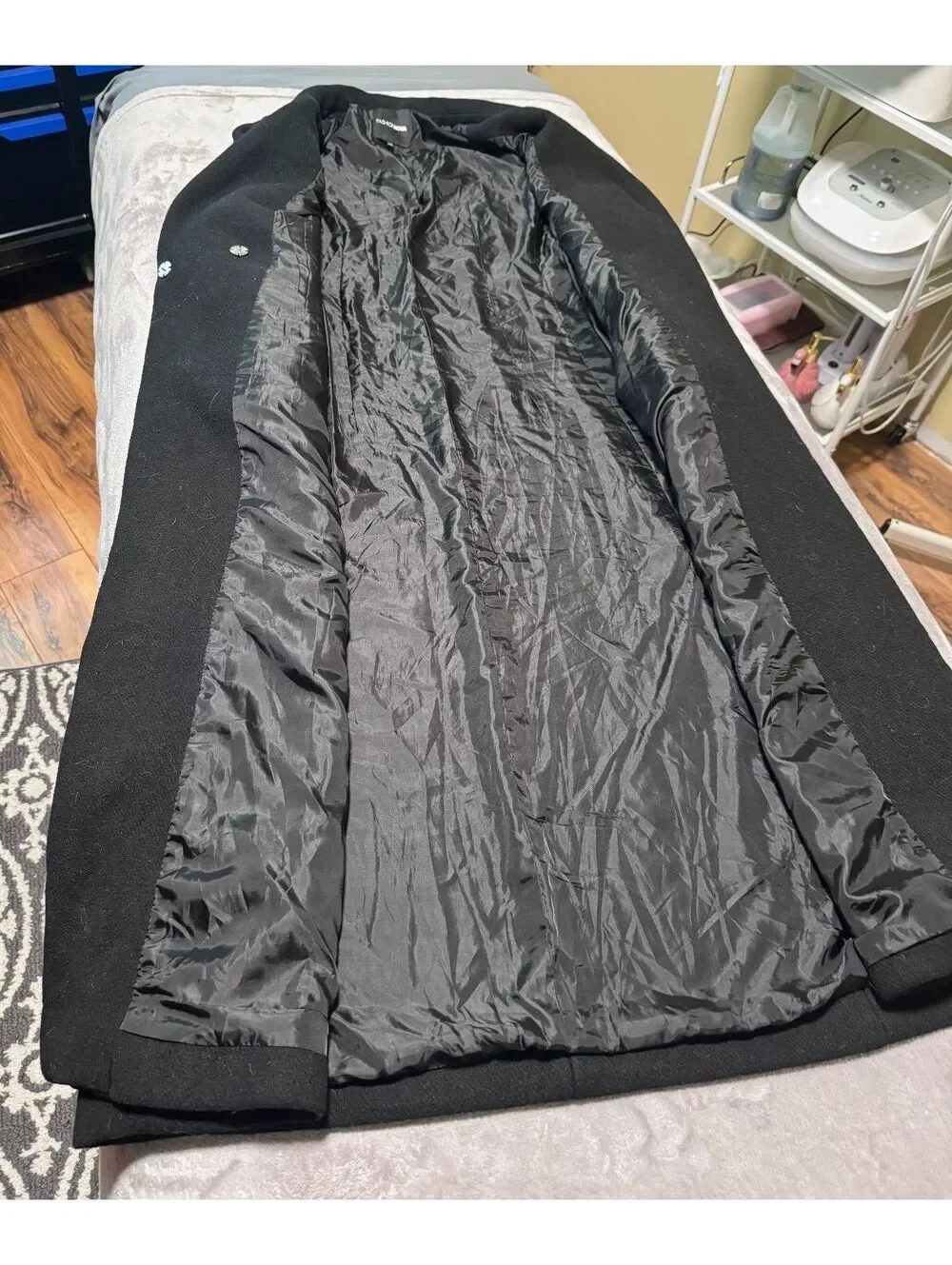Fashion Nova Natalie Wool Trench Coat (XL) Black 50
